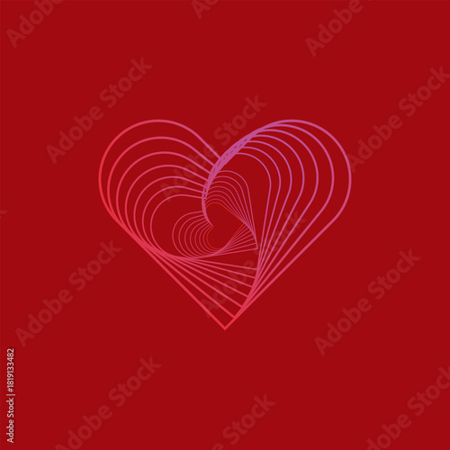 Gradient Heart with Concentric Lines