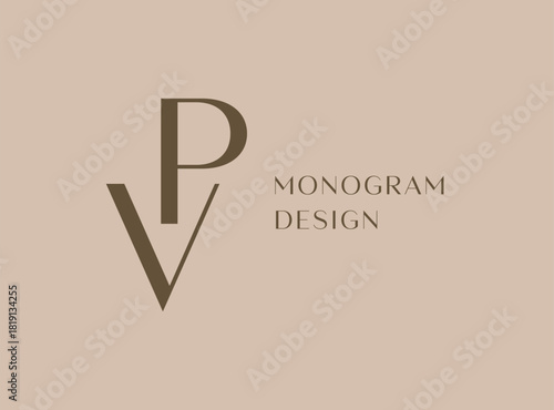 PV or VP letter logo icon design. Classic style luxury initials monogram.