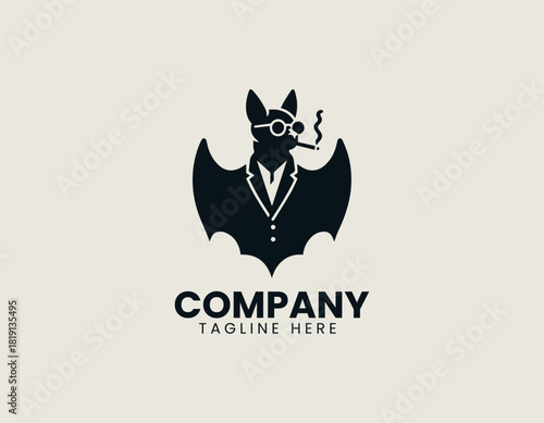 Cool Gothic bat mascot illustration wearing sunglasses, chain necklace, and cross pendant.