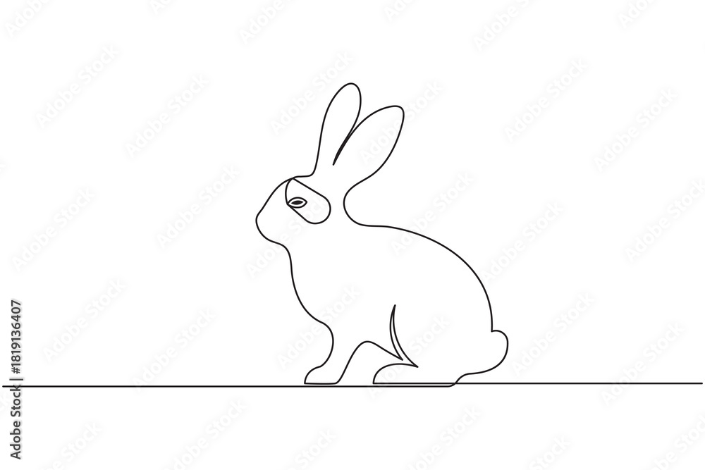 Obraz premium Continuous line art rabbit drawing on a clean white background