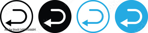 Send back icon set. Undo and reply signs. Return arrow symbols. Reverse Transaction Symbol. Delivery Return Symbols