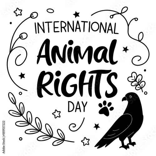 INTERNATIONAL ANIMAL RIGHTS DAY vector illustration isolated on white background