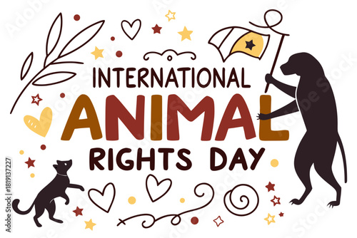 INTERNATIONAL ANIMAL RIGHTS DAY vector illustration isolated on white background