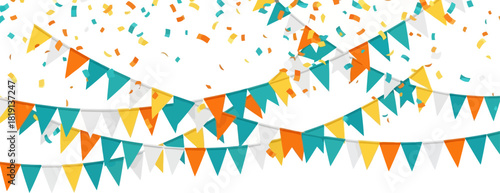 Confetti with Triangle Flag Vector Illustration