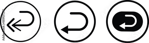 Send back icon set. Return arrow symbols. Undo and reply signs. Reverse Transaction Symbol. Delivery Return Symbols