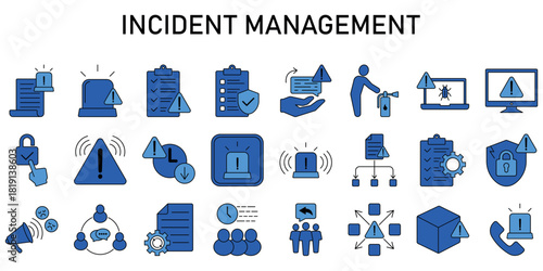 Incident Management Line Editable Icons set. Vector illustration in modern thin line style icons Isolated on transparent background.