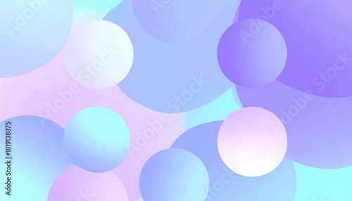 Fototapeta Naklejka Na Ścianę i Meble -  A pastel abstract concept featuring overlapping 3D spheres in soft blues, purples, and pinks. Gentle gradients create a serene, dreamy background.