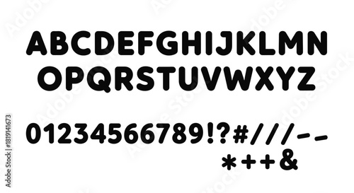 A complete set of uppercase and lowercase letters numbers and symbols