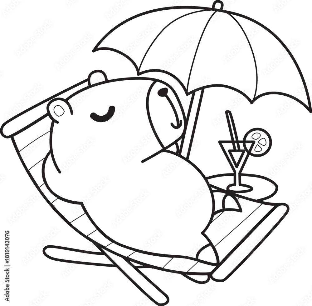 Fototapeta premium Illustrations of cute capybara character clip art for kids. Capybara 