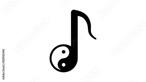 Yin Yang Music , black isolated silhouette