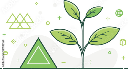 A minimalist vector illustration of a growing sprout leaf icon