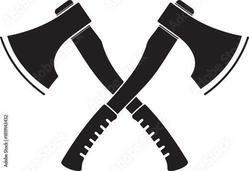 crossed axes silhouette vector, Crossed axes silhouette icon vector flat design on white background.