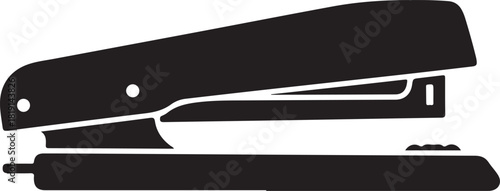 Black Stapler Silhouette Isolated on White Background Office Supply. Black silhouette of a desk stapler on a white background office supplies stationery