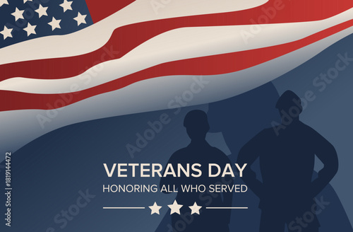 Happy Veterans Day Background. United States of America Flag. Vector Illustration.