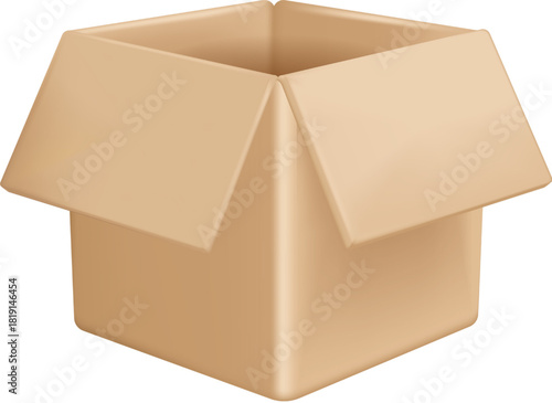 Open cardboard box illustration, vector graphics perfect for shipping and storage concepts