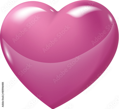 Vibrant Glossy Pink 3D Heart Illustration. A Modern Digital Vector Graphic Representing Love, Romance, and Affection with a Smooth Reflective Surface and Depth