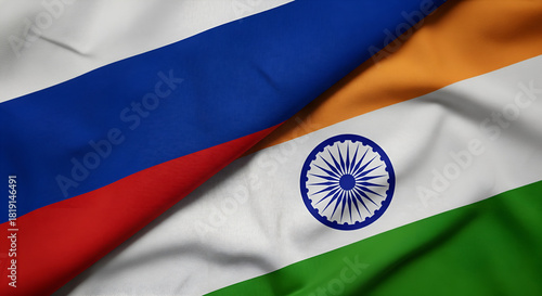 Russia India flags background. International relations, partnership