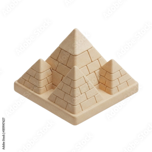An isometric 3D illustration of Egyptian pyramids, a captivating representation of ancient architecture and historical landmarks