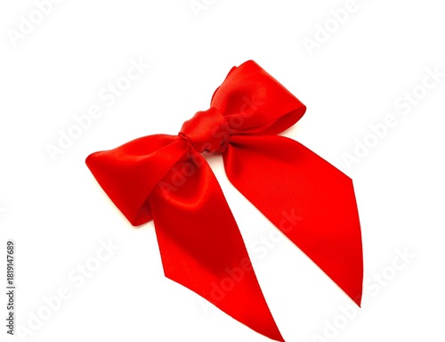 Red Ribbon Bow with White Background