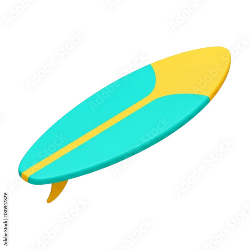 Summer Fun Colorful Surfboard 3D Model for Tropical Getaways and Water Sports
