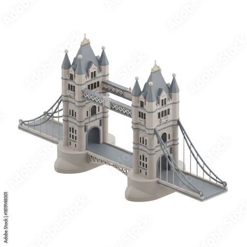 3D Rendered Illustration of London's Iconic Tower Bridge, a Monument of Architecture