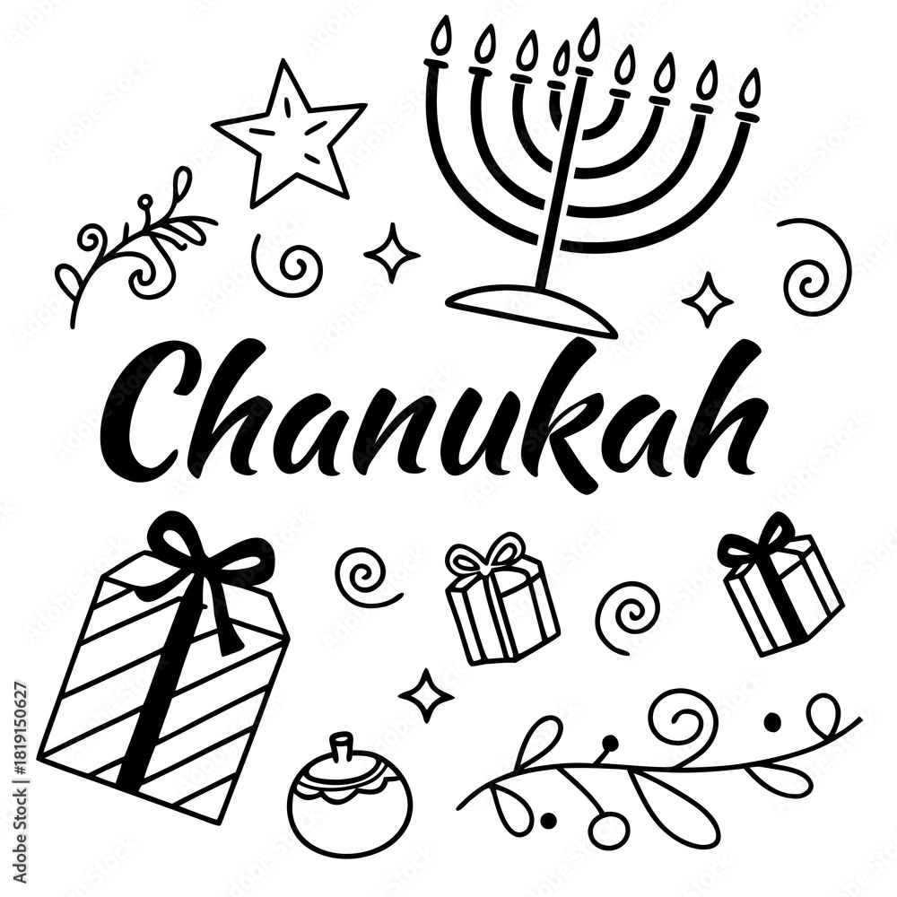 Fototapeta premium CHANUKAH vector illustration isolated on white background