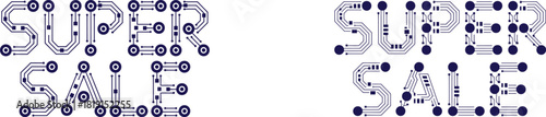 Super sale tech style headline for promo designs