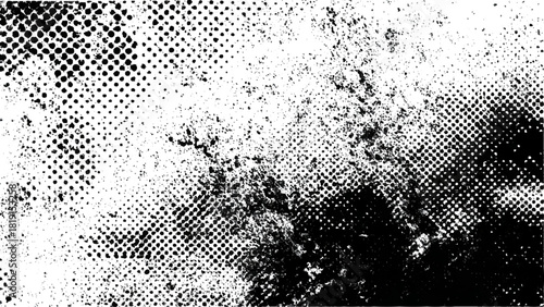 Abstract grunge distressed halftone pattern texture background overlay effect isolated on transparent background, Vector, illustration