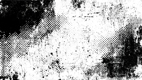 Monochromatic grunge halftone texture background overlay distressed effect isolated on transparent background, Vector, illustration