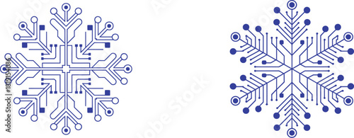 Tech snowflake icons for winter graphics