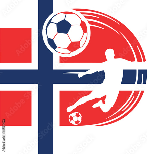 Norway Flag Football Silhouette Design