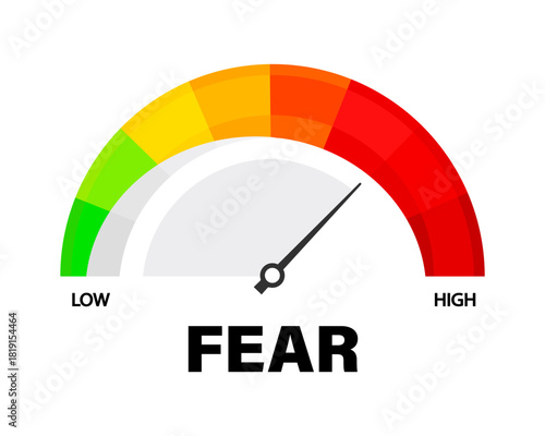 Fear level scale with arrow. Vector isolated on white.