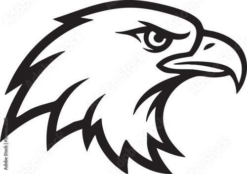 A detailed illustration of a majestic eagle's head in profile showcasing its sharp beak and piercing gaze