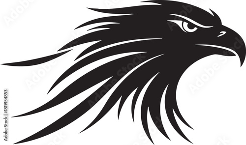Majestic Eagle Head Illustration with Sharp Talons and Feathers in Flight Profile View