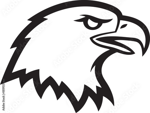 Illustration of a majestic eagle's head profile showcasing fierce expression and sharp beak details