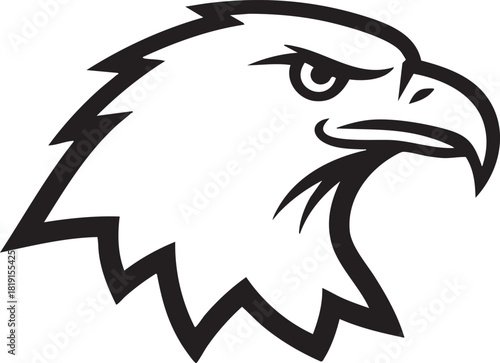 A majestic bald eagle's head profile illustration showcasing sharp talons and fierce gaze.