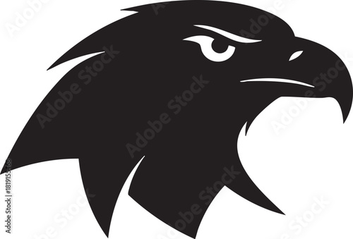 Majestic Eagle Head Silhouette Illustration Featuring Sharp Talons and Powerful Beak in Profile View