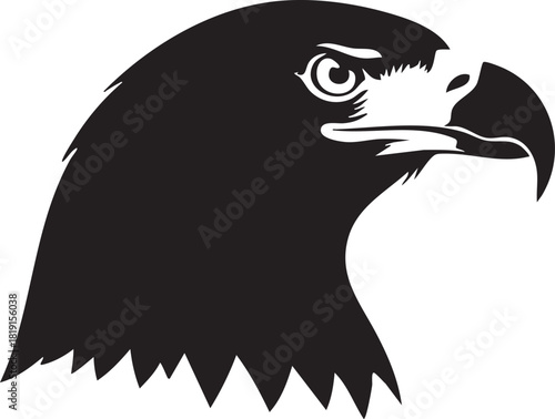A majestic eagle's head profile illustration showcasing sharp features and fierce expression