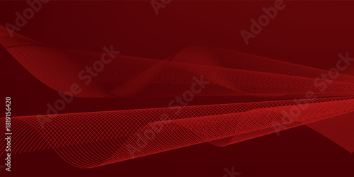 Contemporary technology cover design set. Luxury background with red line pattern (guilloche curves). Premium vector tech backdrop for business layout, digital certificate, formal brochure template