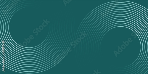 Abstract green glowing geometric lines on gray background. Modern shiny blue circle lines pattern.