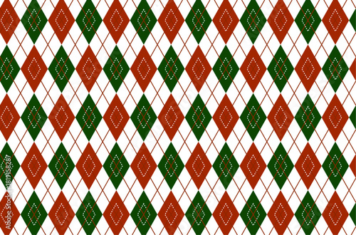 Green red Christmas argyle seamless vector pattern, Christmas trapezoid pattern. 