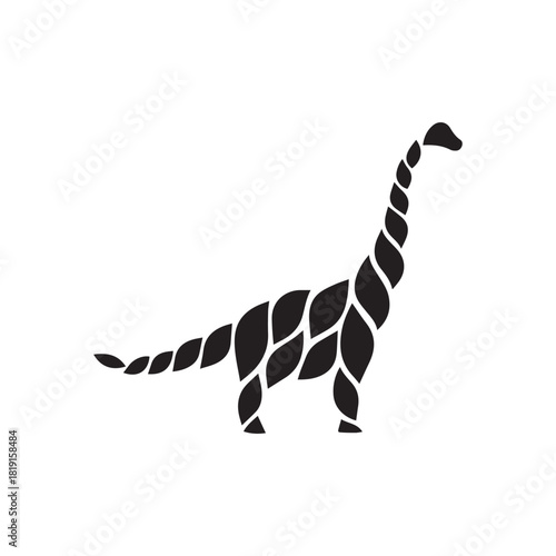 Leaf-Pattern Sauropod Silhouette – Artistic Dinosaur Vector Blending Nature and Prehistoric Form