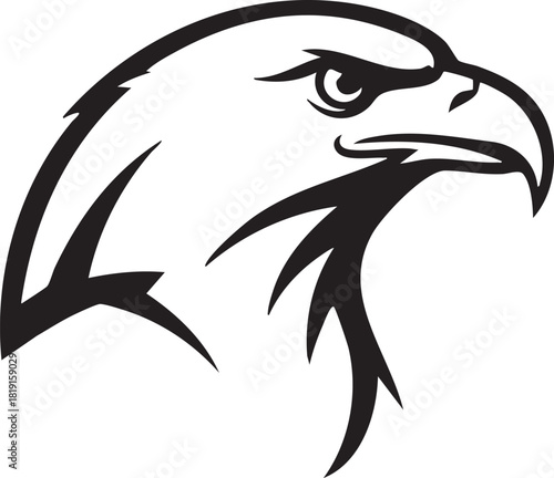 Eagle head illustration with sharp beak and focused gaze