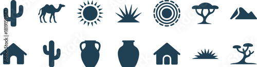 Desert landscape icon collection