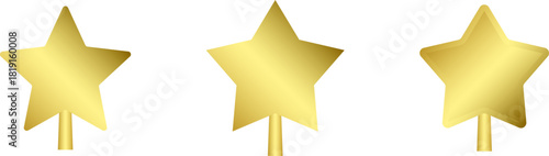 Star Tree Topper isolated on white background. Gold Christmas star set. Vector PNG JPG