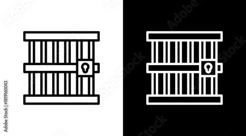 Prison Cell  White Icon Set Design