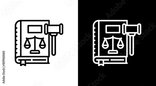 Gavel And Book  White Icon Set Design