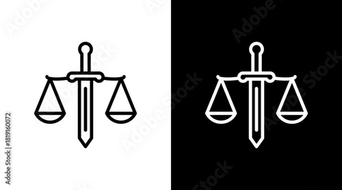 Justice Sword  White Icon Set Design