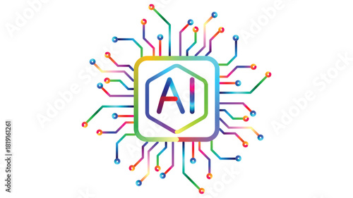 Modern AI concept with vibrant circuit design and clean lines perfect for tech and innovation projects.