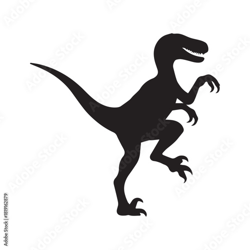 Velociraptor Silhouette – Dynamic Prehistoric Predator in Aggressive Pose for Dinosaur-Themed Designs
